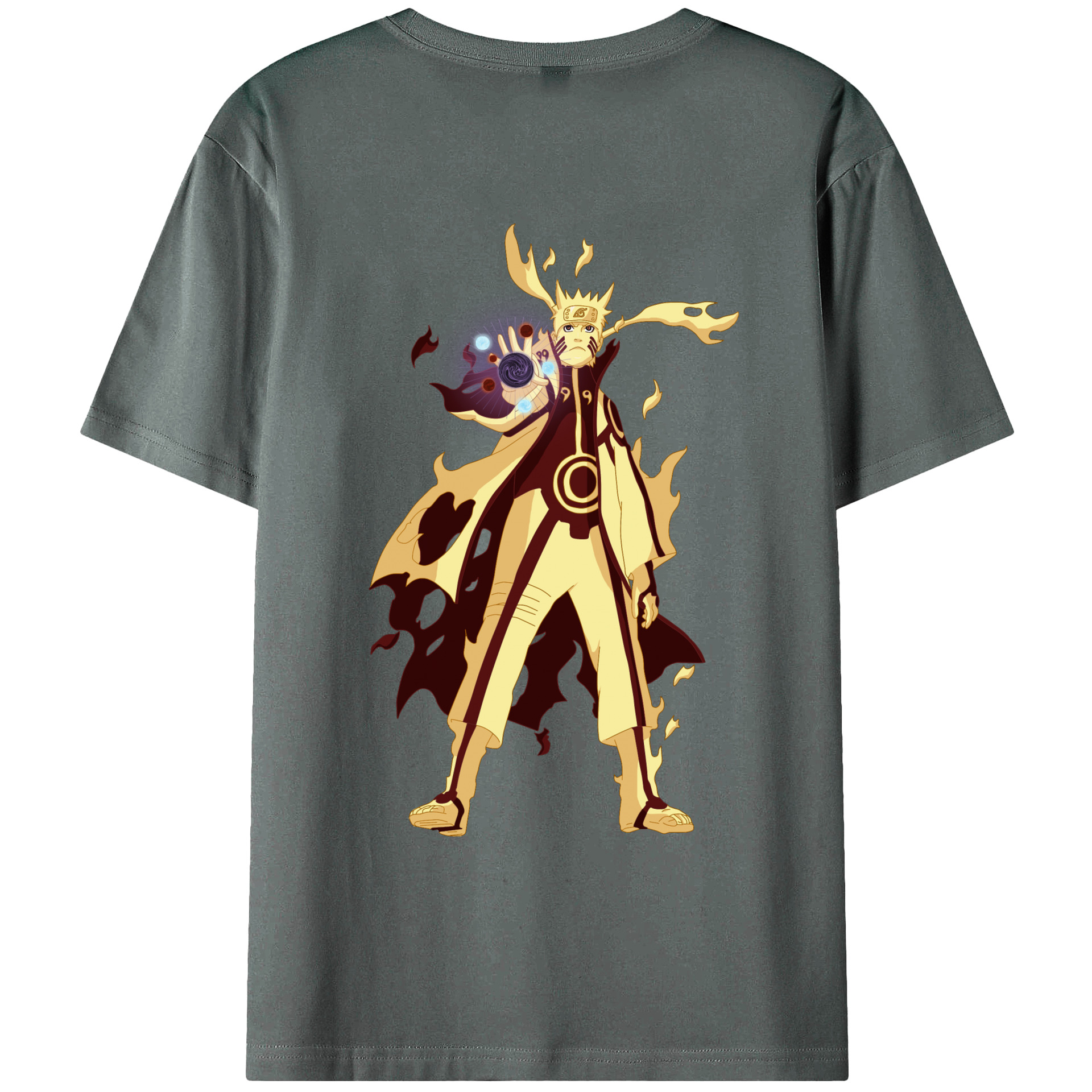 （画像用） NARUTO -ナルト- うずまき ナルト Uzumaki Naruto 綿100％ メンズ半袖Tシャツ（バックプリント） 通気性